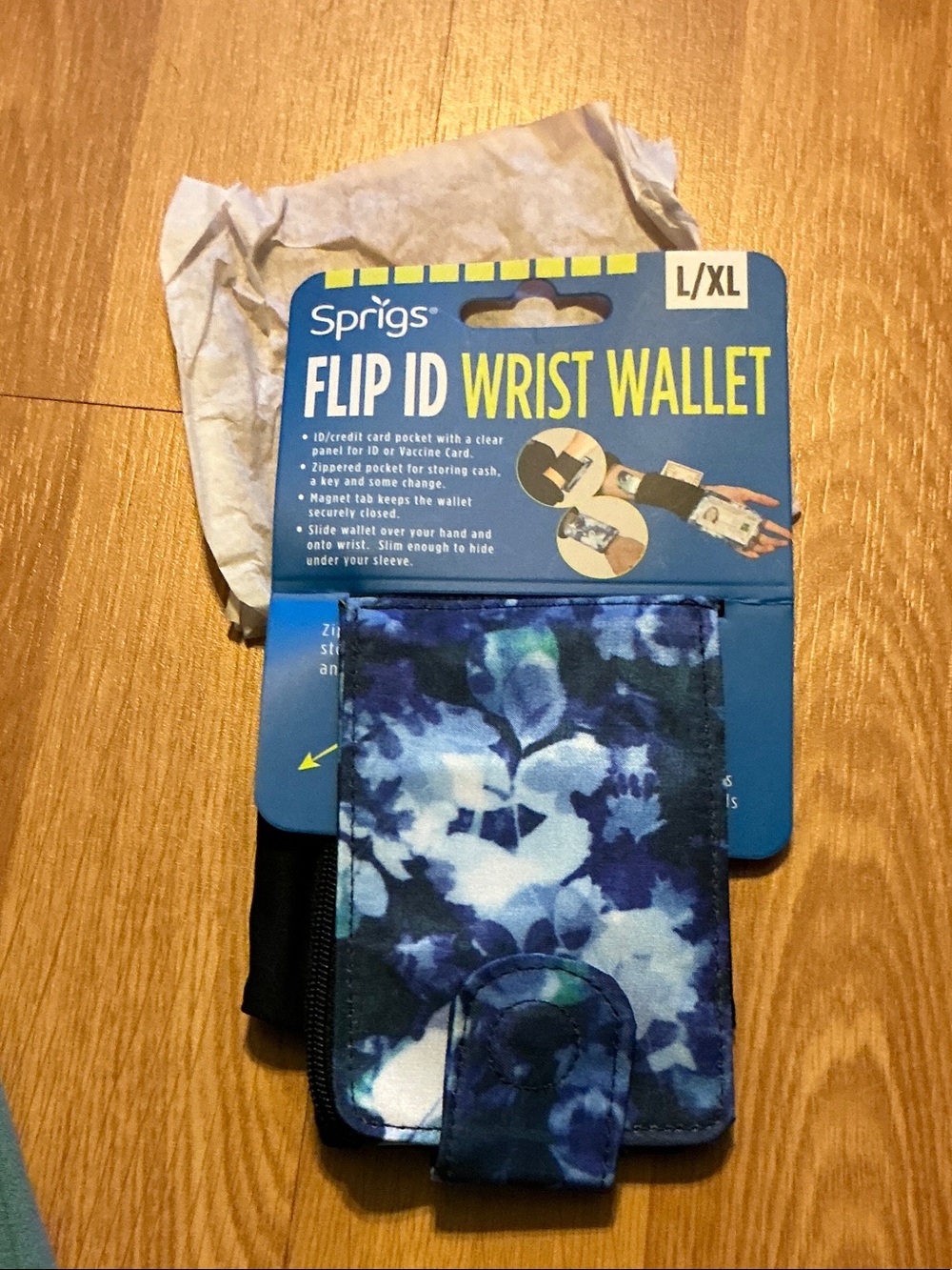 Flip ID Wrist Wallet - Blue Tie-Dye (L/XL)